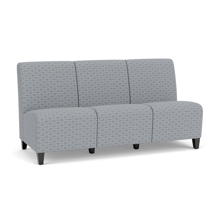 Lesro Siena Lounge Reception Armless 3 Seat Tandem Seating No Center Arms, Black, RS Fog Upholstery SN3102